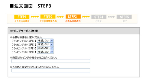 商品とラッピングの組合せをご連絡ください